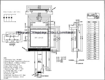 le module STN 128*128 positif d'affichage à cristaux liquides de DENT d'alimentation de l'énergie 3.3V pointille le conducteur NT7541