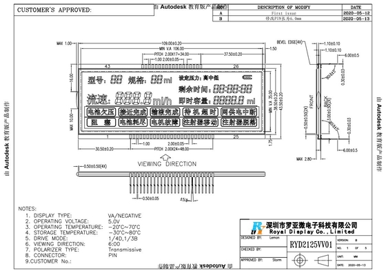 Module LCD VA pour pompes à seringue médicale