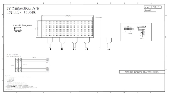 12.3 pouces LCD/LED Module AM Local Dimming Personnalisé 64*24 Construction de barrage