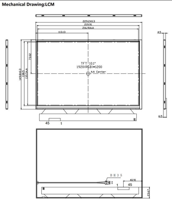 10.1 pouces TFT LCD Module 1920*1200 RGB Affichage à haute résolution de contraste 1000nits