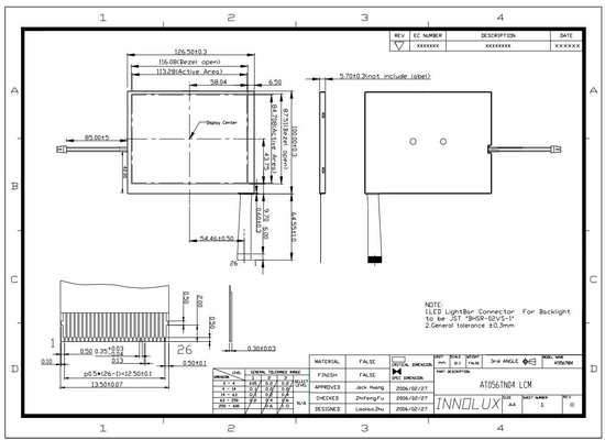 5Écran tactile analogique de 0,6 pouces Innolux TFT LCD 320*234 RGB At056tn04