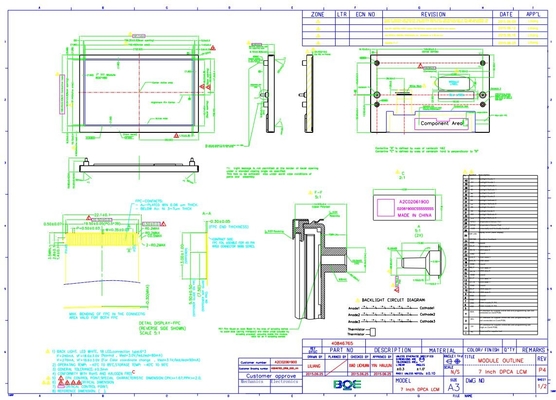 Module LCD TFT de 7 pouces 800 * 480 RGB Boe AV070wvm-Nc1 Panneau d'affichage LCD