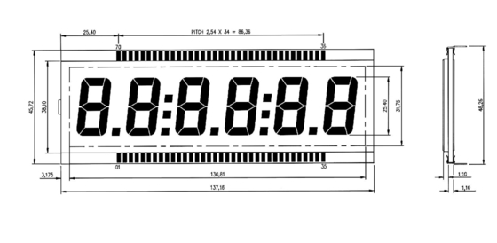 DE156-TU TN Module LCD -40 à +90 degrés de remplacement de grande taille transflectrice monochrome