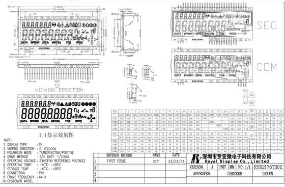 Module LCD TN affichage positif à -40 °C pour le compteur d'énergie