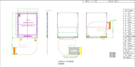 2.8'' IPS TFT LCD Module 240*320 RGB vue libre avec affichage ST7789V