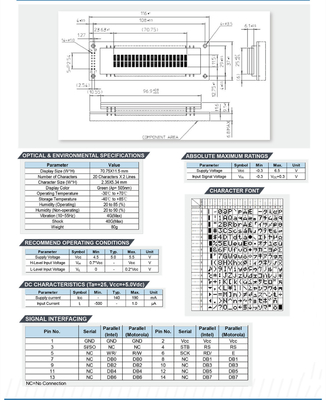 Module VFD 20*2 vert 5*8 points 4G 5.0V Interface série parallèle personnalisable