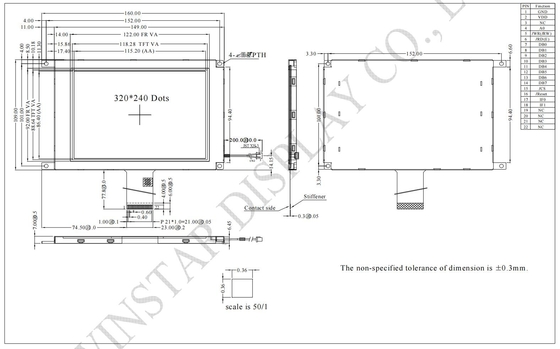 5.7' 320*240 TFT LCD Module 12h Transmisseur positif ST7511U IC 3,3V