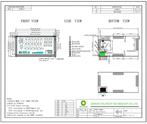 Hink 7,75' EPD mono couleur 3.0V avec Tt30120 E-Paper Display 120 Design de segment