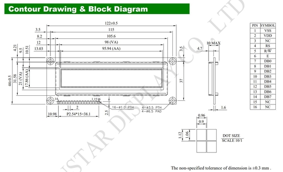 Module LCD OLED 3,84' 100*16 Graphique Super large température 5,0v remplacement Winstar