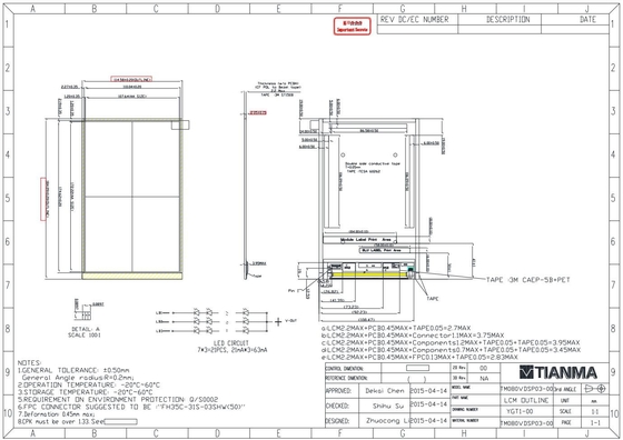 Le module LCD TFT de 8' est équipé d'un écran LCD de 1920*1200 RGB TM080VDSP03 Tianma à large température.