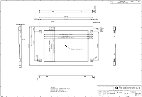 8' TFT LCD PD080SL1 PVI 800*600 RGB Affichage CCFL industriel à large température tactile