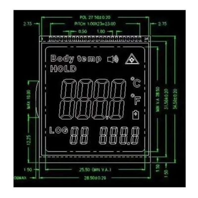 Module positif d'affichage à cristaux liquides de DENT de FPC FSTN Tn 3V RYD2119TM-01 pour le thermomètre infrarouge