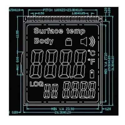 Module positif d'affichage à cristaux liquides de DENT de FPC FSTN Tn 3V RYD2119TM-01 pour le thermomètre infrarouge
