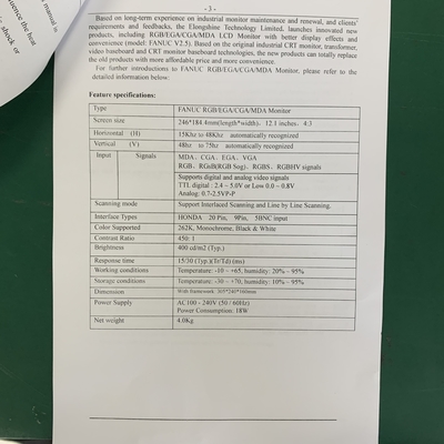 L'affichage à cristaux liquides de Fanuc de machine de commande numérique par ordinateur montrent original du moniteur A61L-0001-0094 de RVB le nouvel
