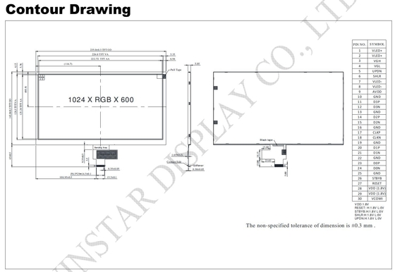 10.1'' 1024*RGB*600 TFT LCD Module 16:9 vue large interface MIPI remplacement Winstar