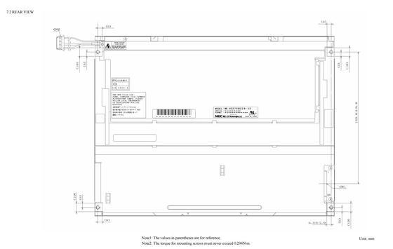 12.1'' TFT LCD Module 1024*768 RGB NEC 600:1 Interface LVDS Affichage industriel