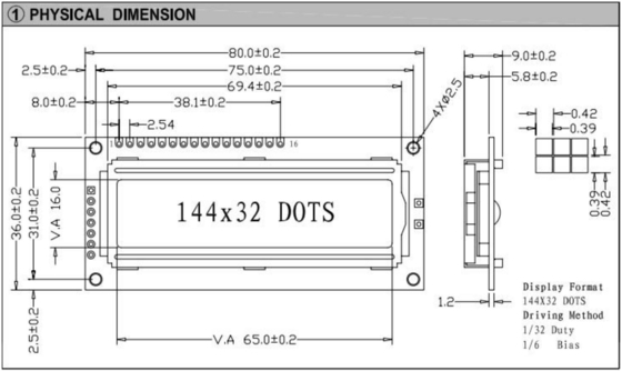 144*32 Module LCD graphique avec écran industriel rétroéclairé LED ST7920/ST7921