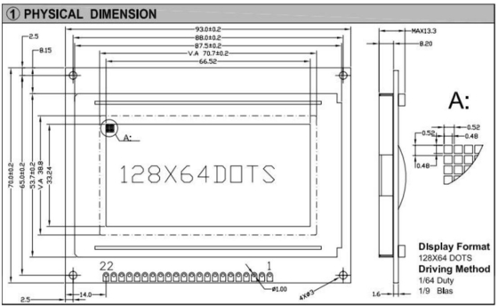 Module LCD STN graphique AT0107 monochrome avec écran industriel rétroéclairé à LED