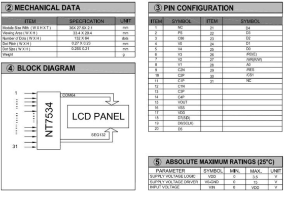 132*64 Module graphique LCD FSTN NT7534 Connecteur FPC Affichage industriel 3,5 V