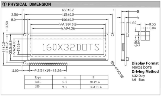 Module LCD graphique 160*32 FSTN Grandes tailles ST7920/ST7921 Affichage industriel à large température personnalisable