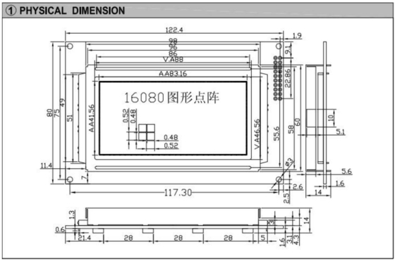 Module LCD graphique 160*80 FSTN LC7981 5.25v avec rétroéclairage et affichage industriel à température large