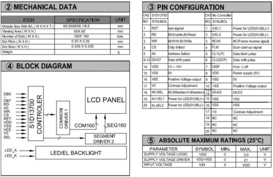 160*160 Module LCD graphique FSTN 6H Affichage industriel carré 60*60 mm avec rétroéclairage