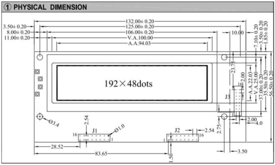 Module graphique LCD 192*48 avec rétroéclairage AT0107 6H 12H Affichage industriel à grande température