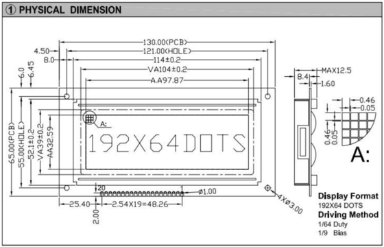 192*64 Module LCD graphique STN ST7920 avec rétroéclairage