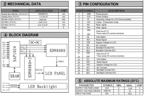Module LCD FSTN graphique 240*64 avec écran industriel PCB de grande taille