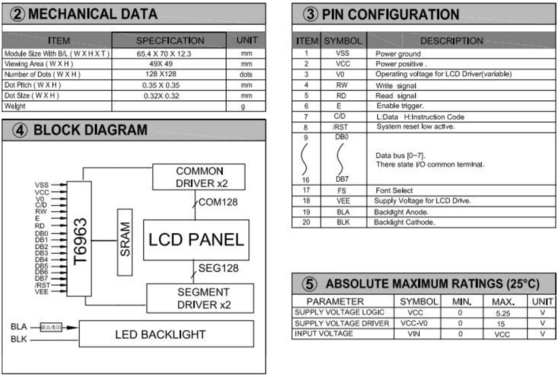 Module LCD graphique FSTN 128*128 avec rétroéclairage PCB T6963 Affichage industriel large