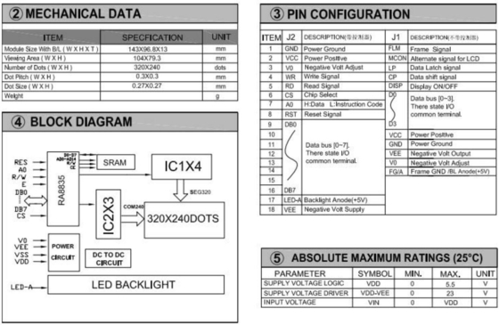 320*240 FSTN Module graphique LCD RA8835 6H Affichage industriel à température élevée