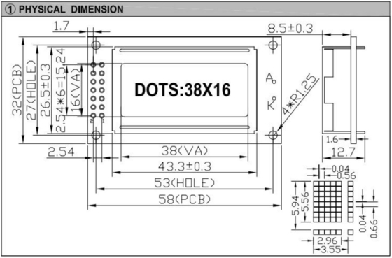 38*16 caractères FSTN Module LCD St7066 avec écran industriel à large température PCB rétroéclairé