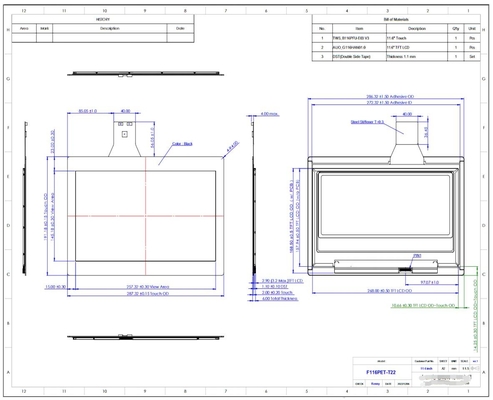 11.6' 16:9 TFT CTP 1920*1080 pour ordinateur portable et machine industrielle