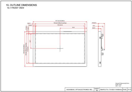 TX18D211VM0BAA TFT Module LCD 7,0 pouces 800*480 Écran de panneau LCD