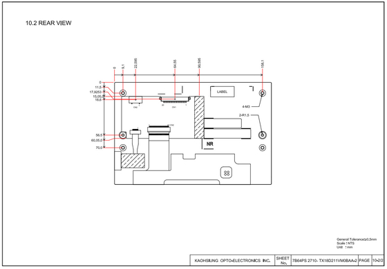 TX18D211VM0BAA TFT Module LCD 7,0 pouces 800*480 Écran de panneau LCD