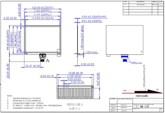 5.65'7 Couleur EPD 600*448 E-papier réfléchissant Affichage EPD Module Original