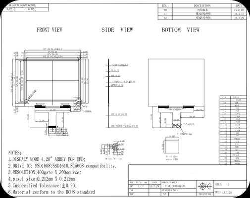 HINK 4.2'' 400*300 SSD1608 Interface MCU affichage électronique sur papier EPD
