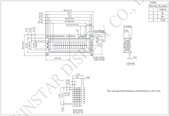 Interface USB 16*2 caractères FSTN STN Module LCD Winstar remplacer l'utilisation industrielle