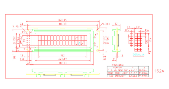 Module LCD à caractère TN STN 16*2 avec PCB industriel