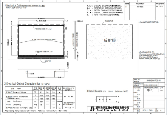 240*128 FSTN graphique Module LCD à transmission positive à 3,3 V UC1608