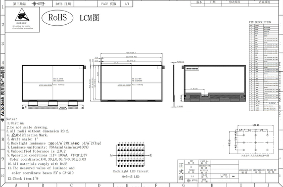 10.1' 1920*1080 TFT FHD Module LCD avec norme tactile