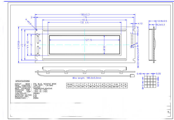 Module LCD STN graphique 240*64 bleu négatif transmissif